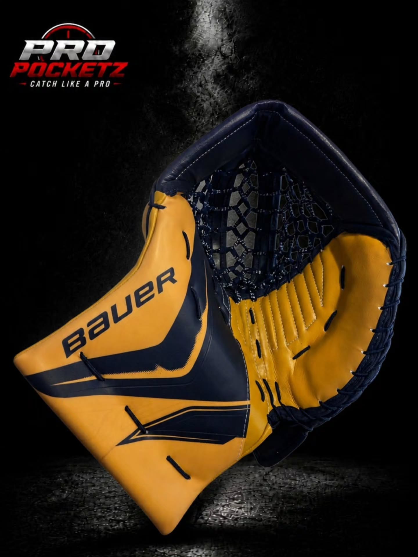 Finished Pro Pocketz Bauer custom goalie glove build 17